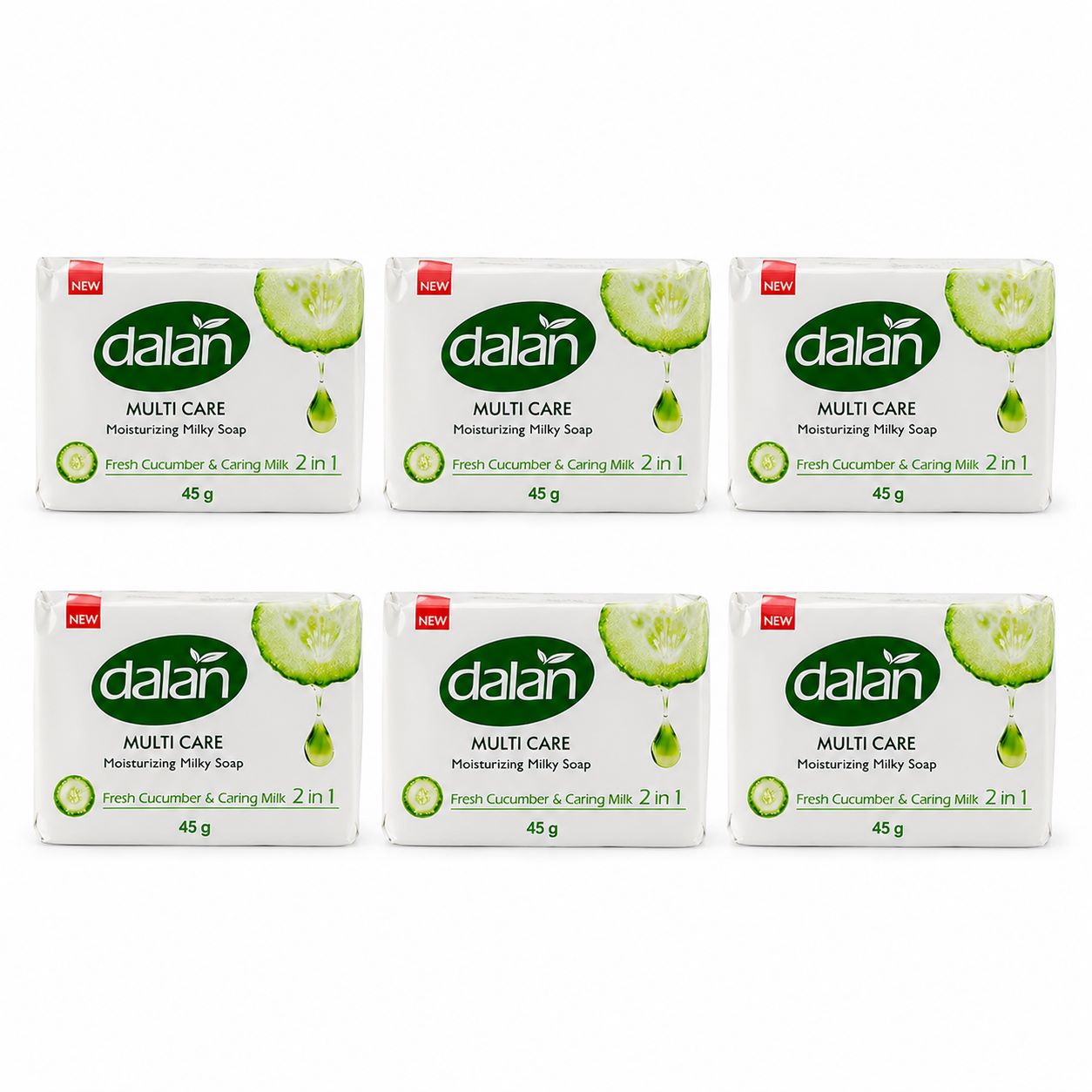Dalan Fresh Cucumber Multi Care Moisturizing Milky Soap – 6 Pieces (6 × 45 g)
