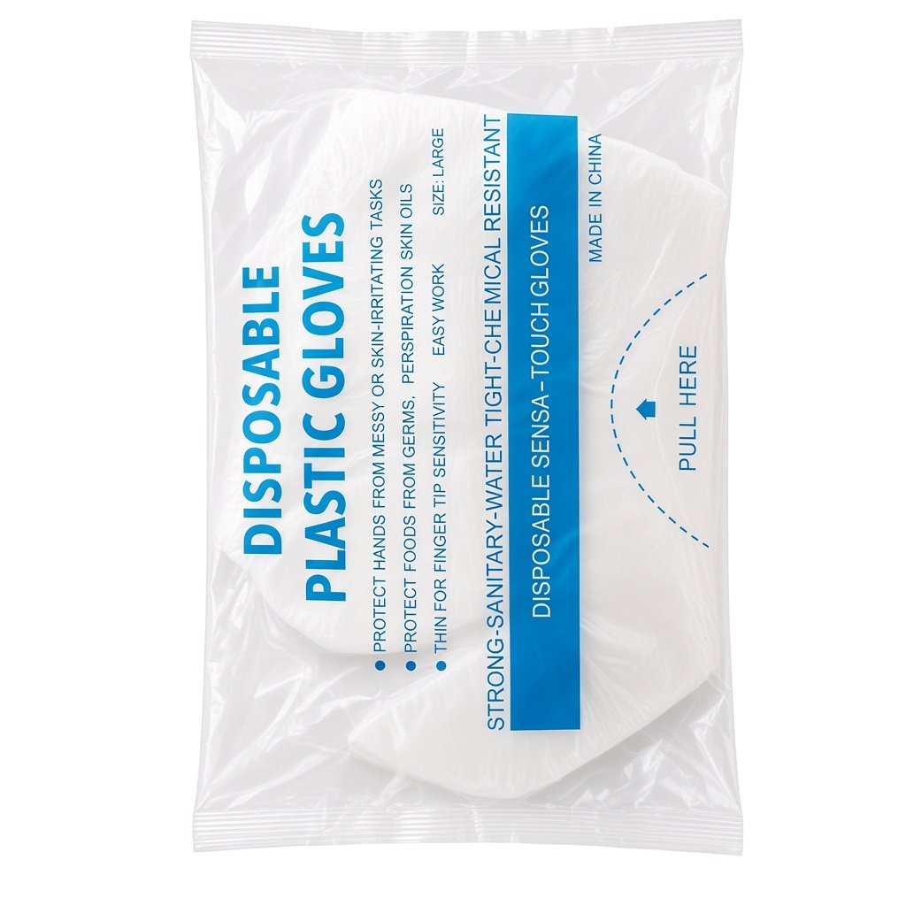 Disposable Gloves Plastic Gloves Transparent Large, 100pc